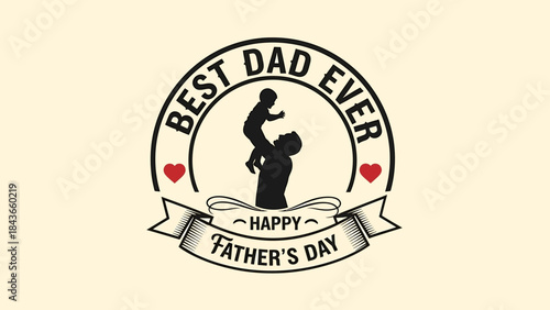 A heartwarming emblem celebrating the special bond between a father and child, perfect for honoring paternal love and cherished family moments with a classic design