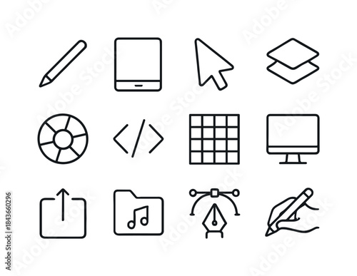 Digital Creator Icons. Digital Creator. Line icon set of Digital