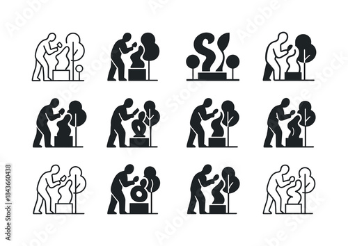 Art Installation Logos. A sculptor designing a public art instal