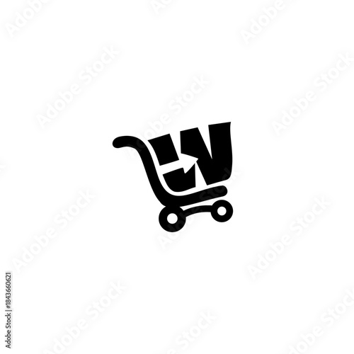 Shop Cart with Letter W Logo ...