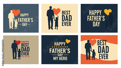 Happy Father's Day messages with silhouette of father and child, celebrating love and family bonds