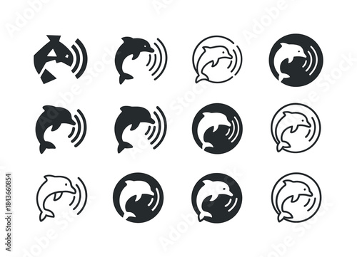 Wildlife Noise Pollution Icons. Noise pollution
