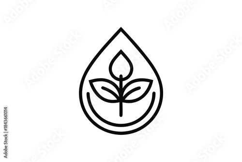 single water droplet leaf eco icon
