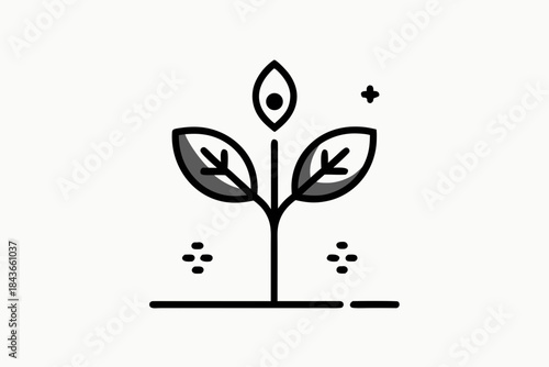 single leaf sprout root growth icon