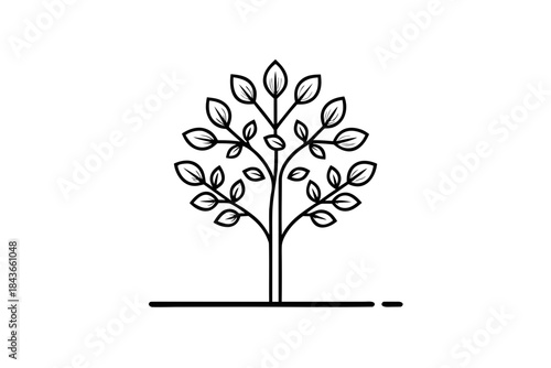 single line tree ground nature icon