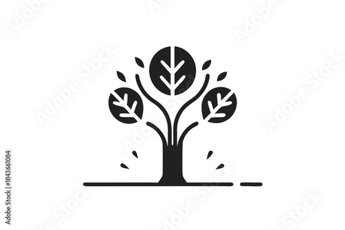 split tree branch leaf nature icon