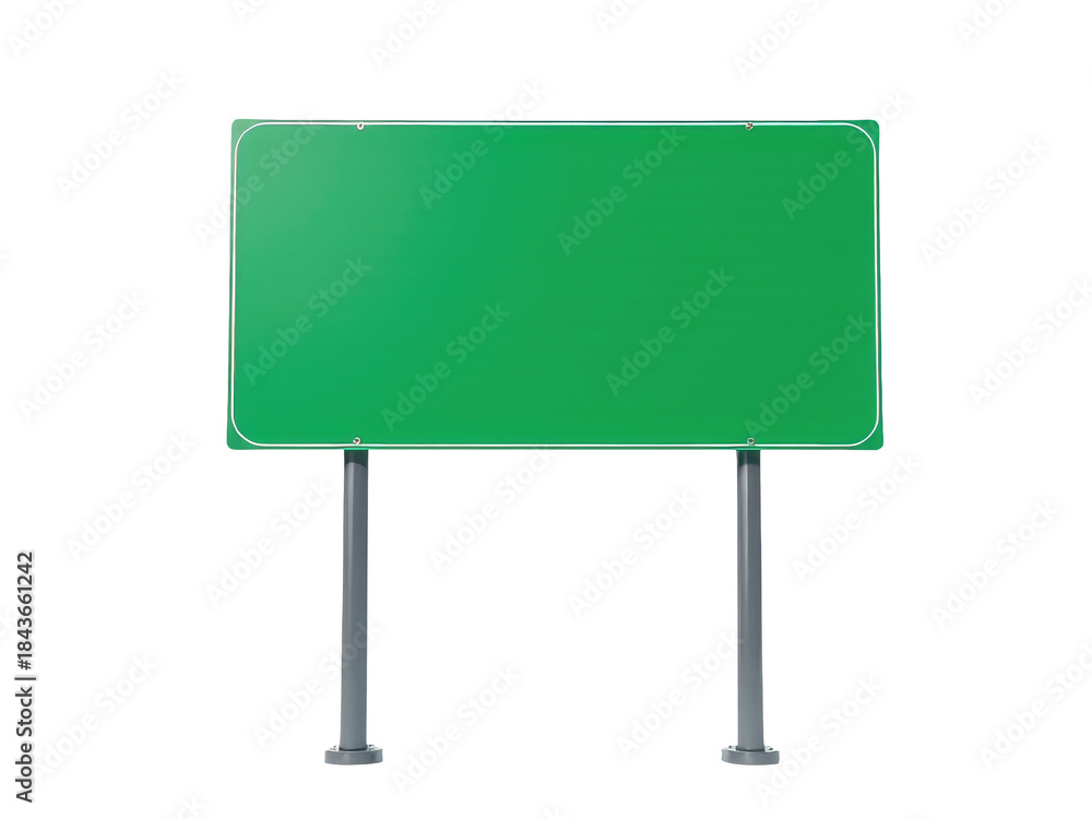 Fototapeta premium A green street sign on a metal pole in urban environment. transparent background