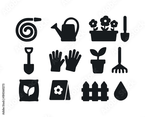 Home Garden Icons. Home Garden. Solid icon set of Home Garden: h