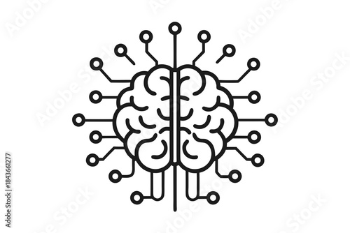 black brain with circuit design clip art preview