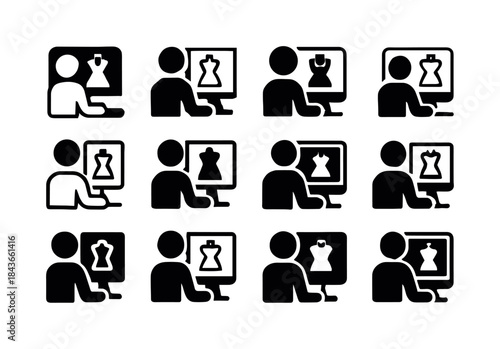 Fashion CAD Logo Variations. A designer creating a new collectio