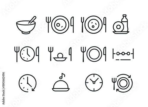 Eating Patterns Icons. Eating Patterns. Line icon set of Eating