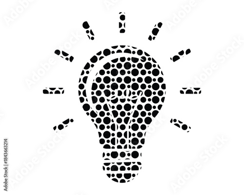 Light bulb idea concept icon with halftone dot pattern