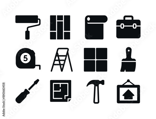 Home Renovation Icons. Home Renovation. Solid icon set of Home R