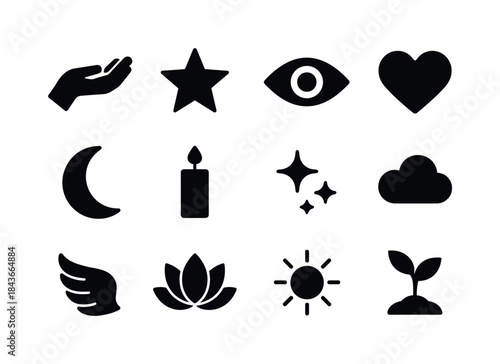 Manifestation Icon Set. Manifestation. Solid icon set of manifes