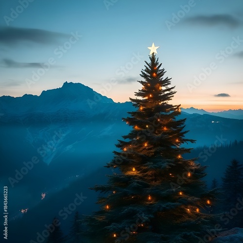 christmas tree on the mountain