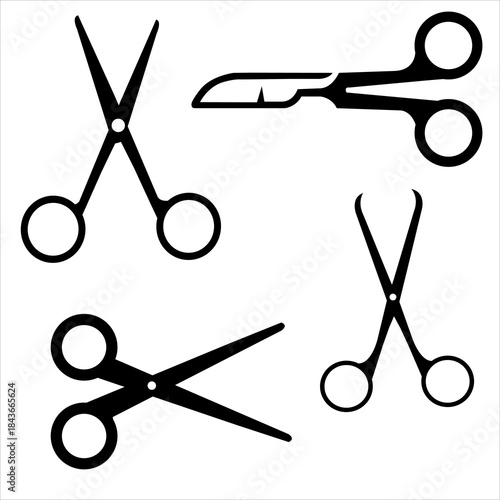 Surgical Instruments Icon Logo Black and White scissors