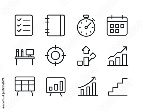 Productivity Icon Set. Productivity. Line icon set of Productivi