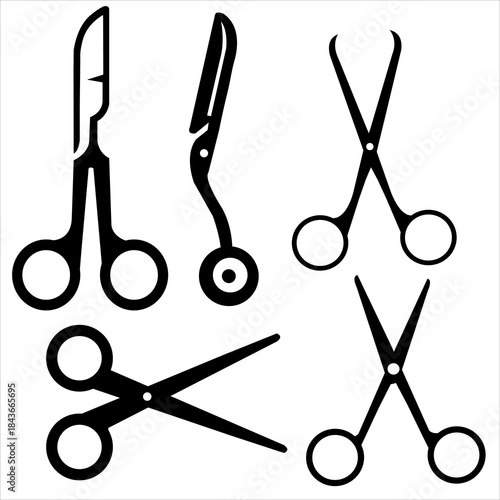 Surgical Instruments Icon Logo Black and White scissors