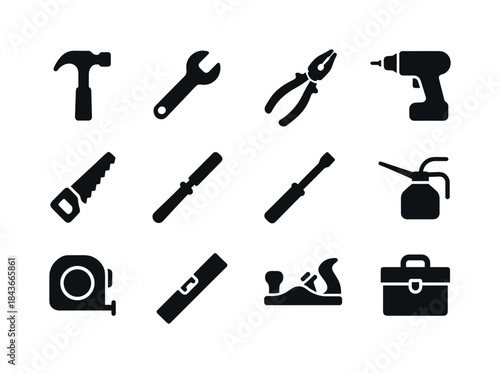 Flea Market Tools. Flea Market Tools. Solid icon set of Flea Mar