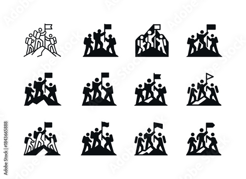 Mountain Summit Celebrations. A group of hikers at the summit of
