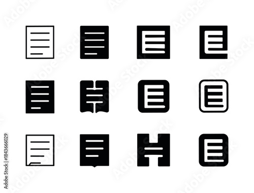 Editorial Typography Icons. Editorial typography. Icon set. Set
