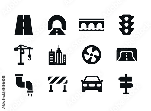 Urban Infrastructure Icons. Urban Infrastructure. Solid icon set