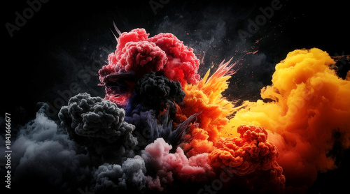 vibrant explosion of holi powder colors in a dynamic display.