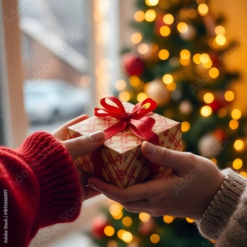 Someone giving a christmas gift