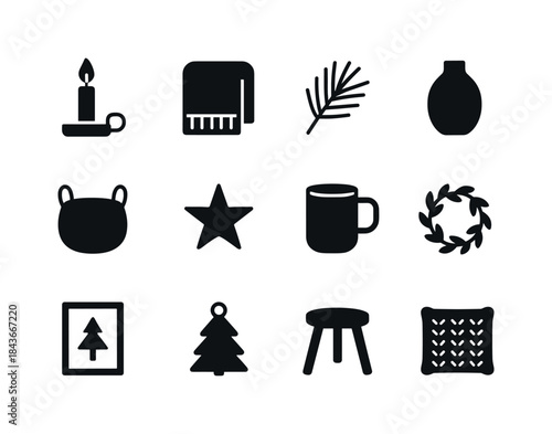 Scandinavian Seasonal Icons. Scandinavian seasonal decor. Solid