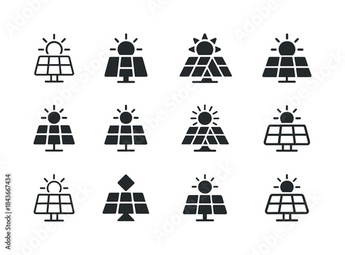 Sustainable Energy Logos. Sustainable energy solutions. Icon set