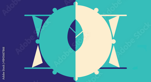 Abstract Eye with Leaf Design in Teal and Blue.