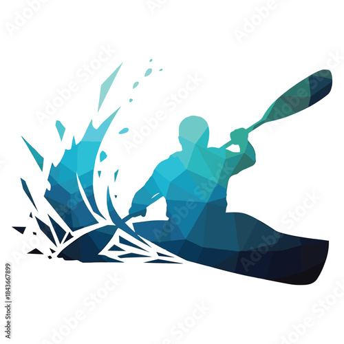 Dynamic Geometric Kayaker Water Splash Design