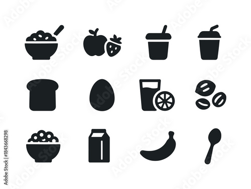 Healthy Breakfast Icons. Healthy Breakfast. Solid icon set of He
