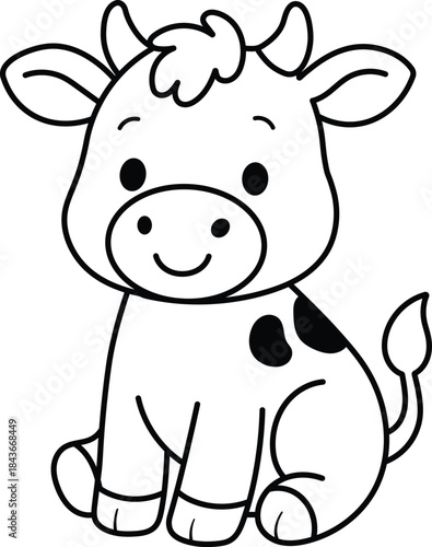 Cute Cow Coloring Page Line Art