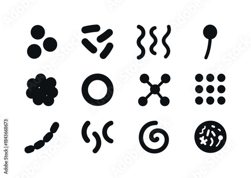 Microbial Diversity Icons. Microbial Diversity. Solid icon set o