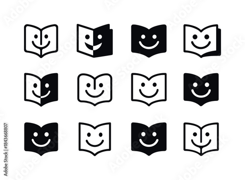 Joke Book Logos. joke telling. Icon set. Set Logo of joke tellin