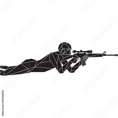 Soldier aiming with a sniper rifle