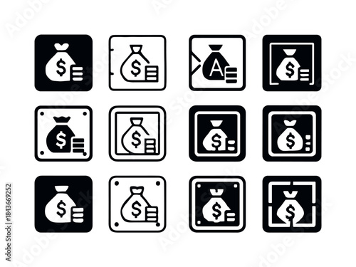 Financial Independence Icons. Achieving financial independence a