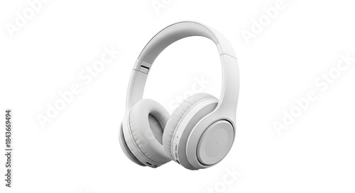 White headphones on a white background.