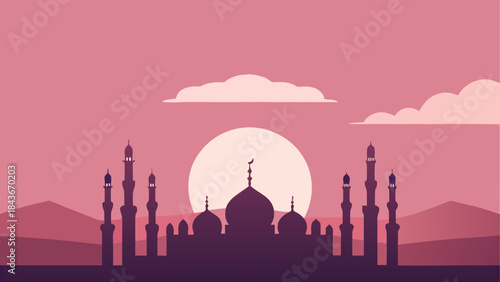 Camels silhouetted against a desert sunset reflection Two camels by a desert oasis at sunset 