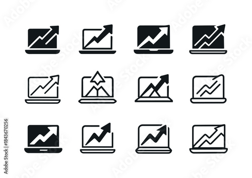 Online Business Logos. Online entrepreneurship. Icon set. Set Lo