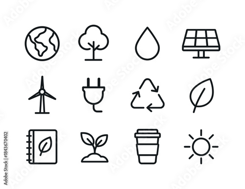 Sustainability Icon Set. Sustainability lessons. Line icon set o