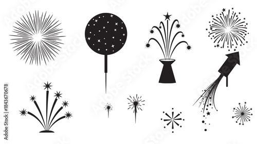 Fireworks Explosions in Black and White