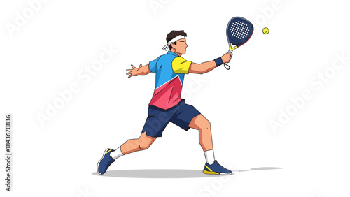 Young Man Playing Tennis Outdoors with Dynamic Action and Sportswear