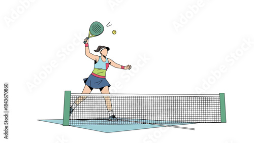 Dynamic Female Tennis Player Swinging Racket During Match
