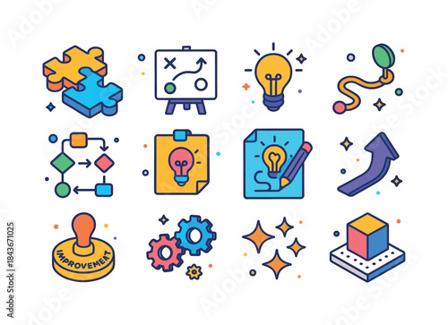 Creative Solutions Icons. Creative Solutions. Colorful isometric