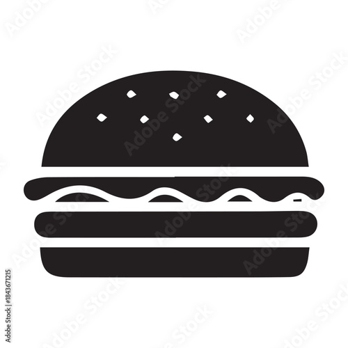 Hamburger vector illustration icon with cheese, tomato, and beef on a white background
