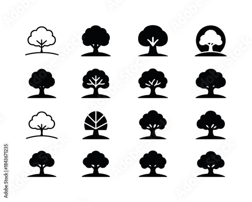 Lone Tree Logos. lone tree in field. Icon set. Set Logo of lone