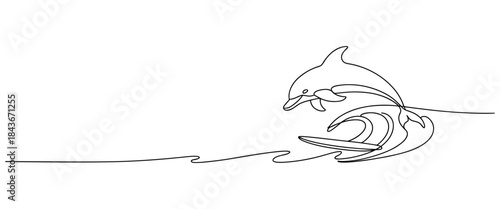 Leaping Dolphin in Ocean Waves Illustration