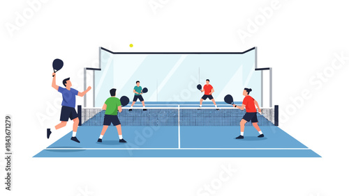 Exciting Indoor Volleyball Game with Dynamic Players and a Bright Court